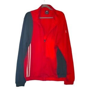Mens Adidas track jacket zip front size XL color red/black